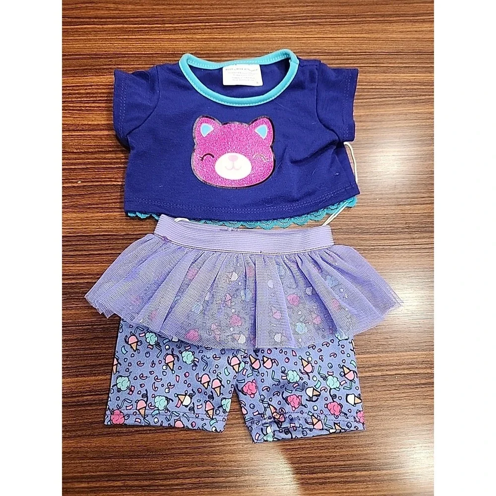 Build‎ A Bear Kabu Cat Catlynn Outfit Skirt With Leggings Shirt Purple